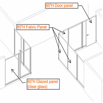 Modular Walls System - Office Design Space 3 - 3D layout 