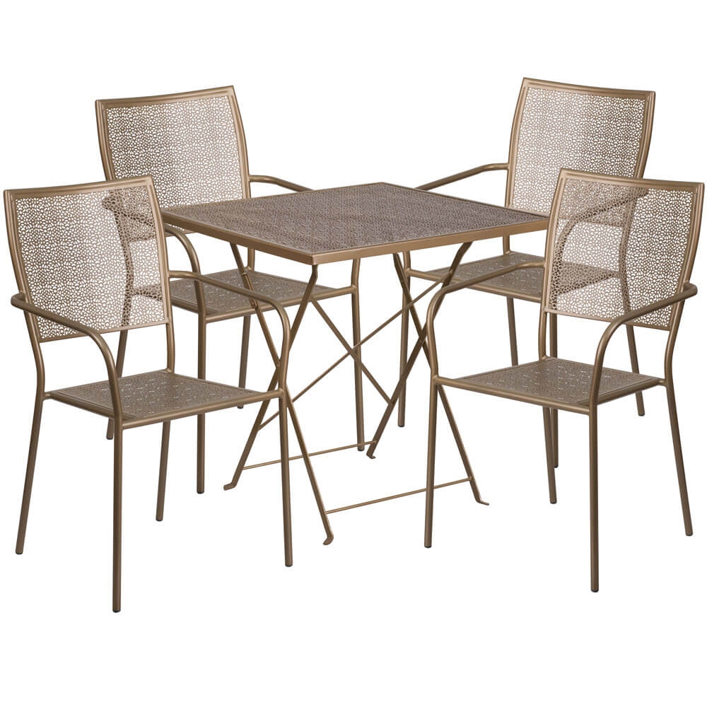 Bistro table set CUB CO 28SQF 02CHR4 GD GG FLA