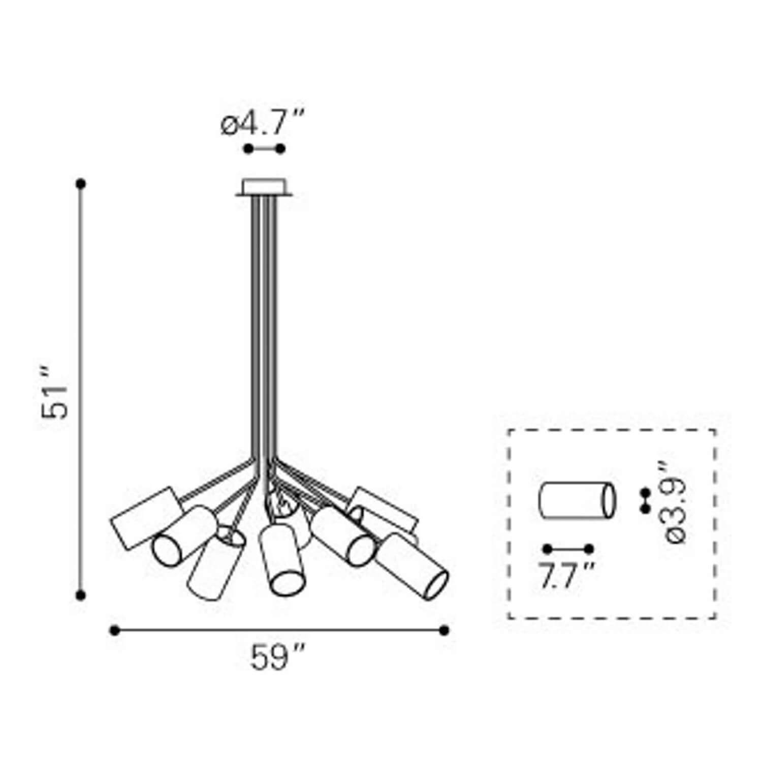 Contemporary kitchen lighting dimensions view 1