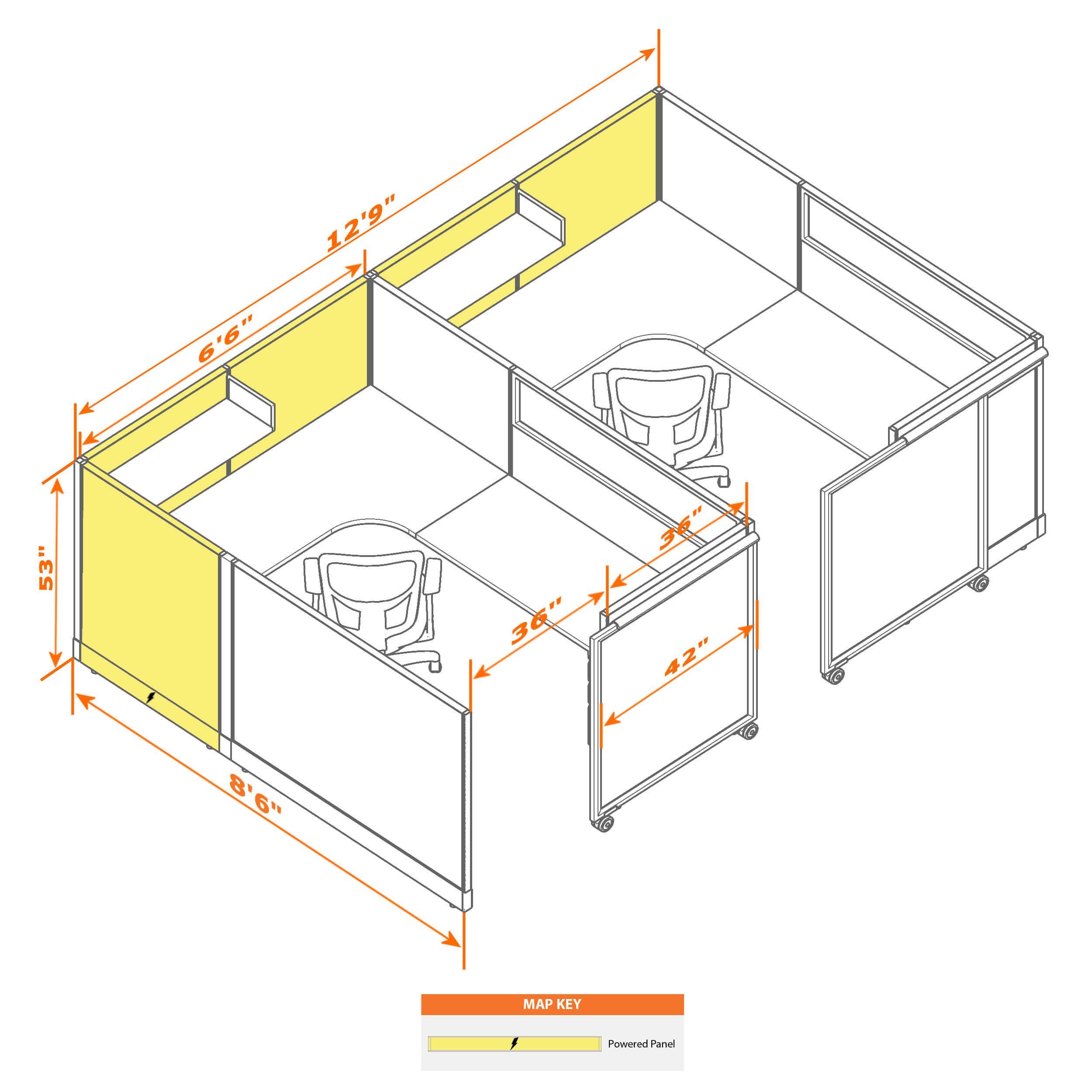 Cubicle with door 68 2i