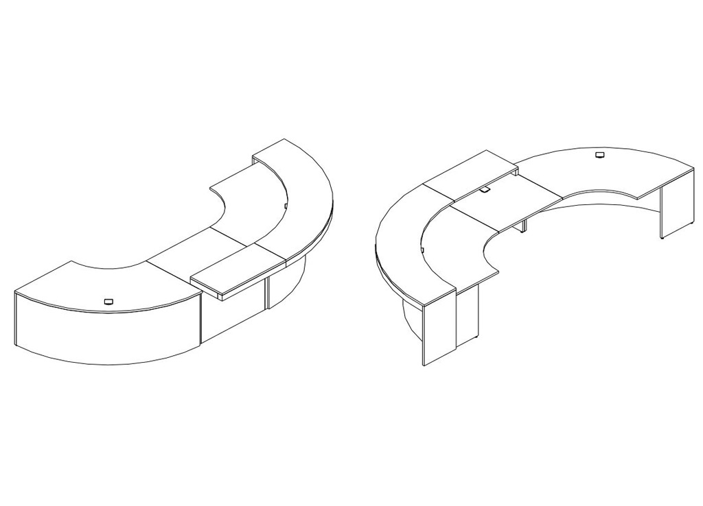 Curved reception desk spheric 3d schematic 1