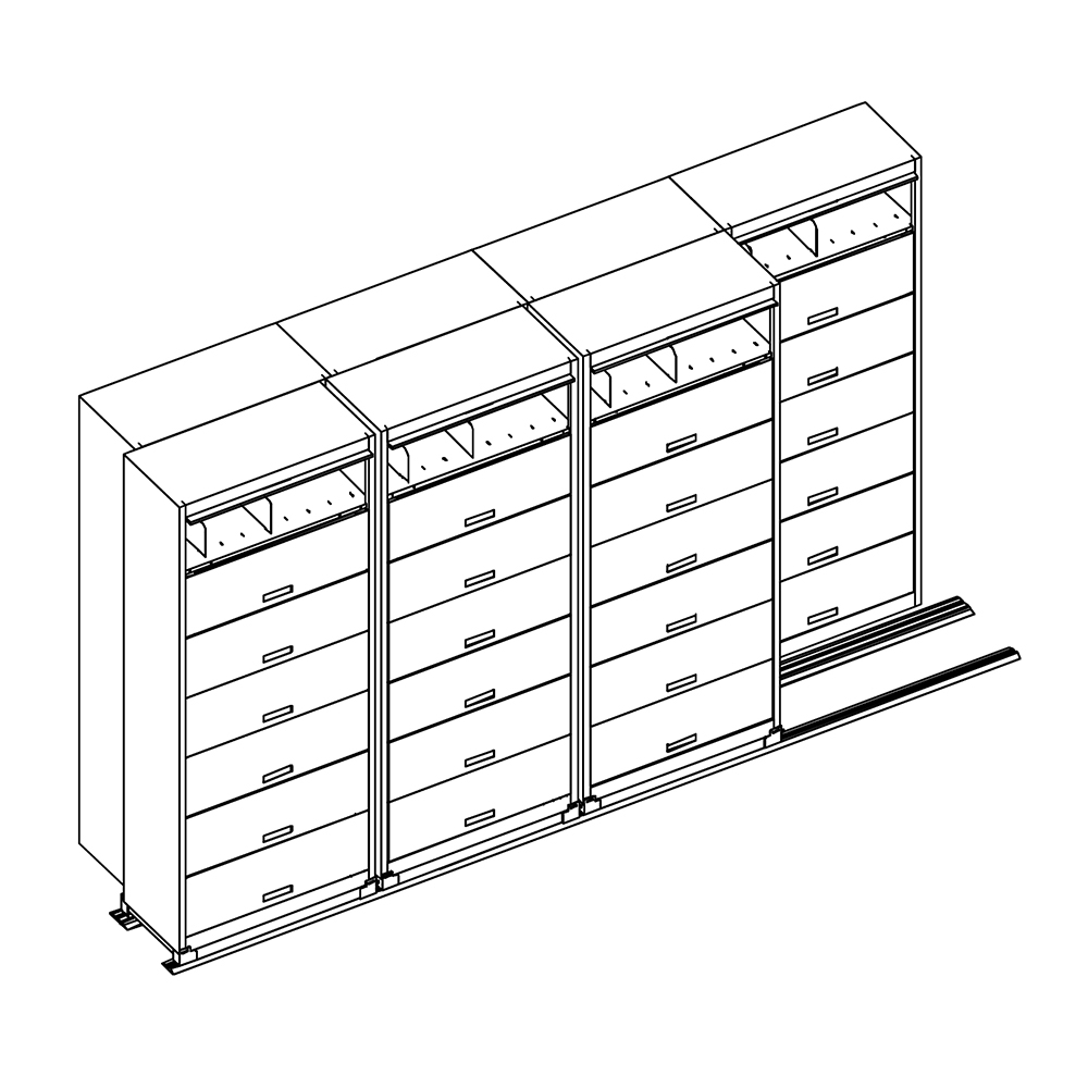 Filing system for office file storage shelves