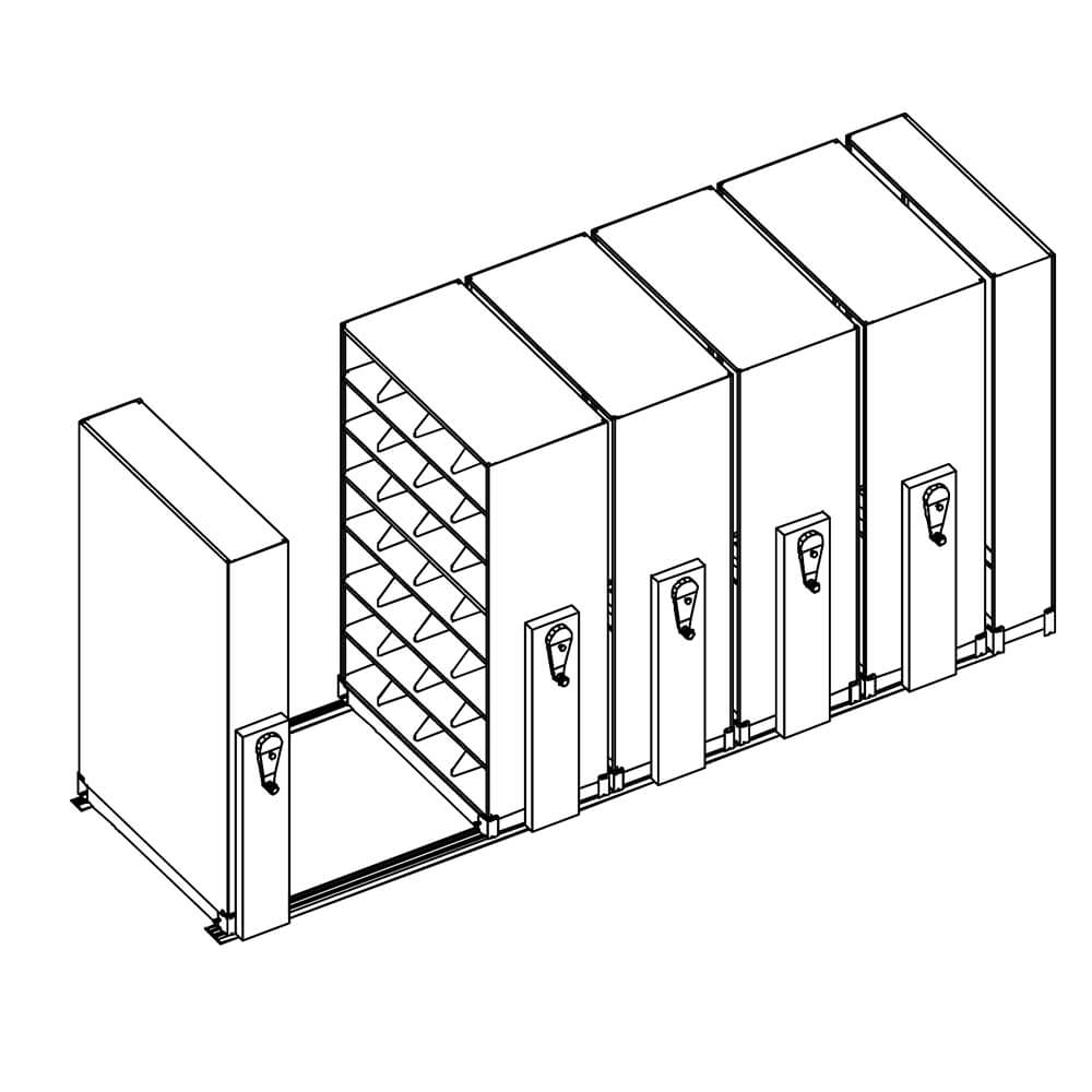 Filing system for office mobile shelving units