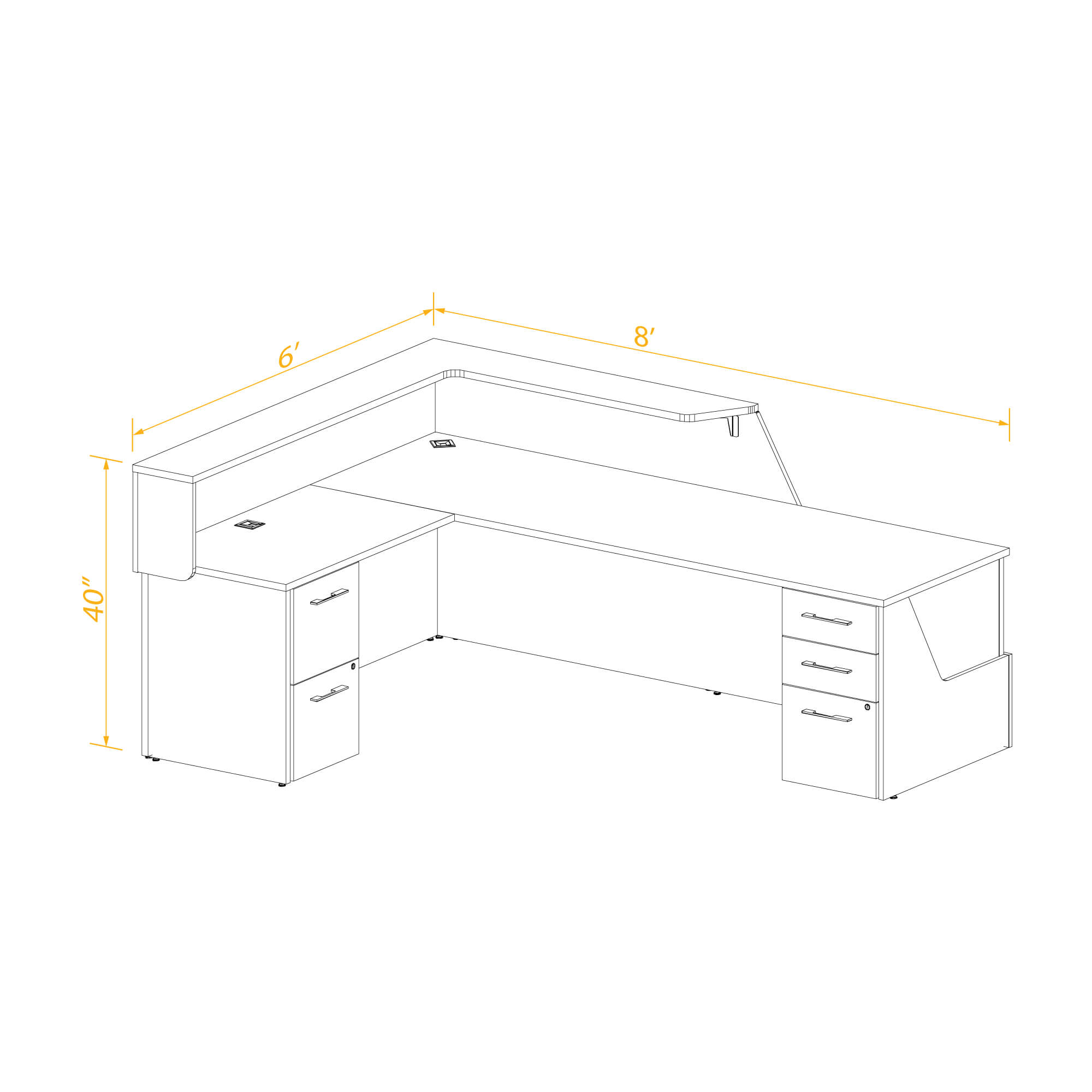 Reception desk l shape 68 left return