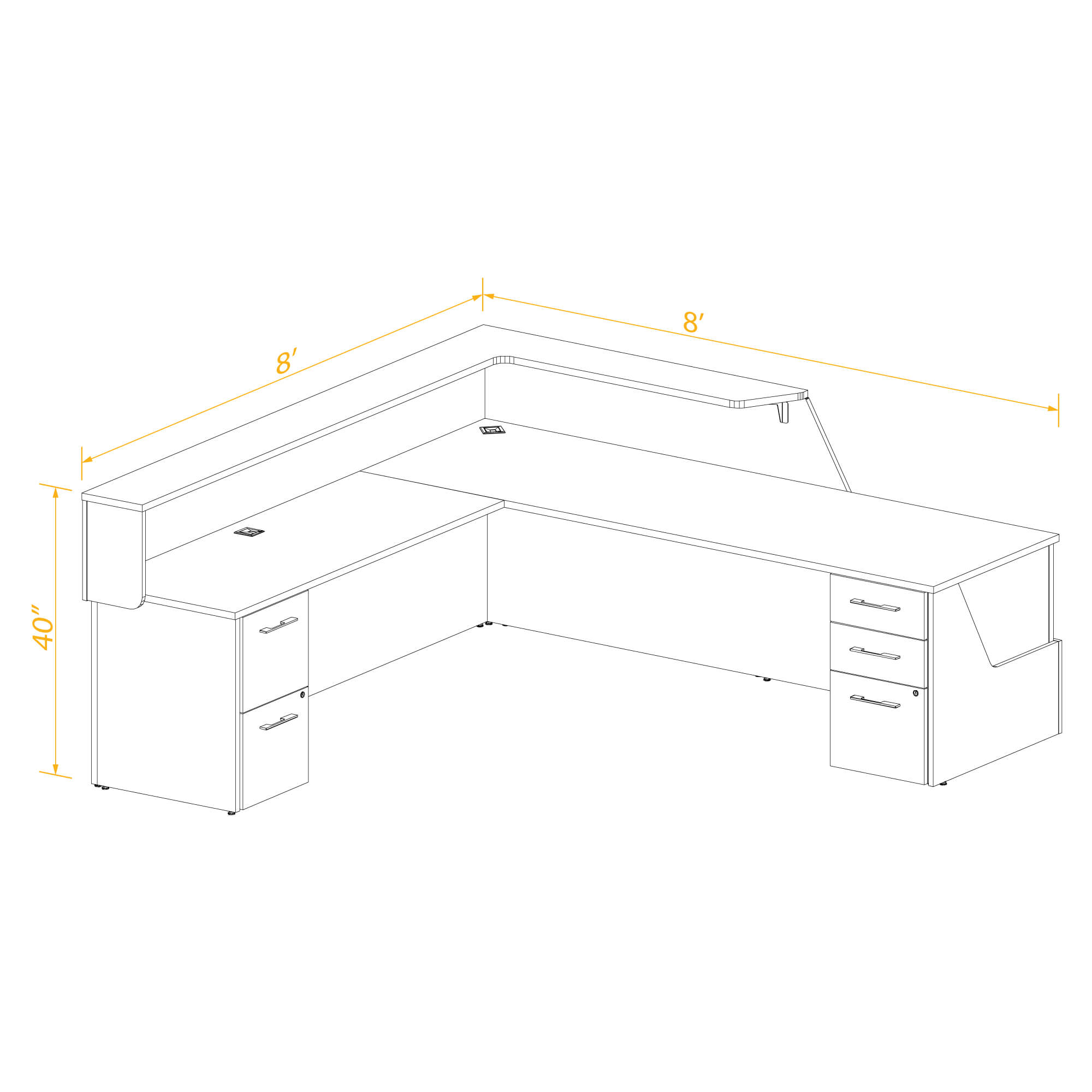 Reception desk l shape 88 left return