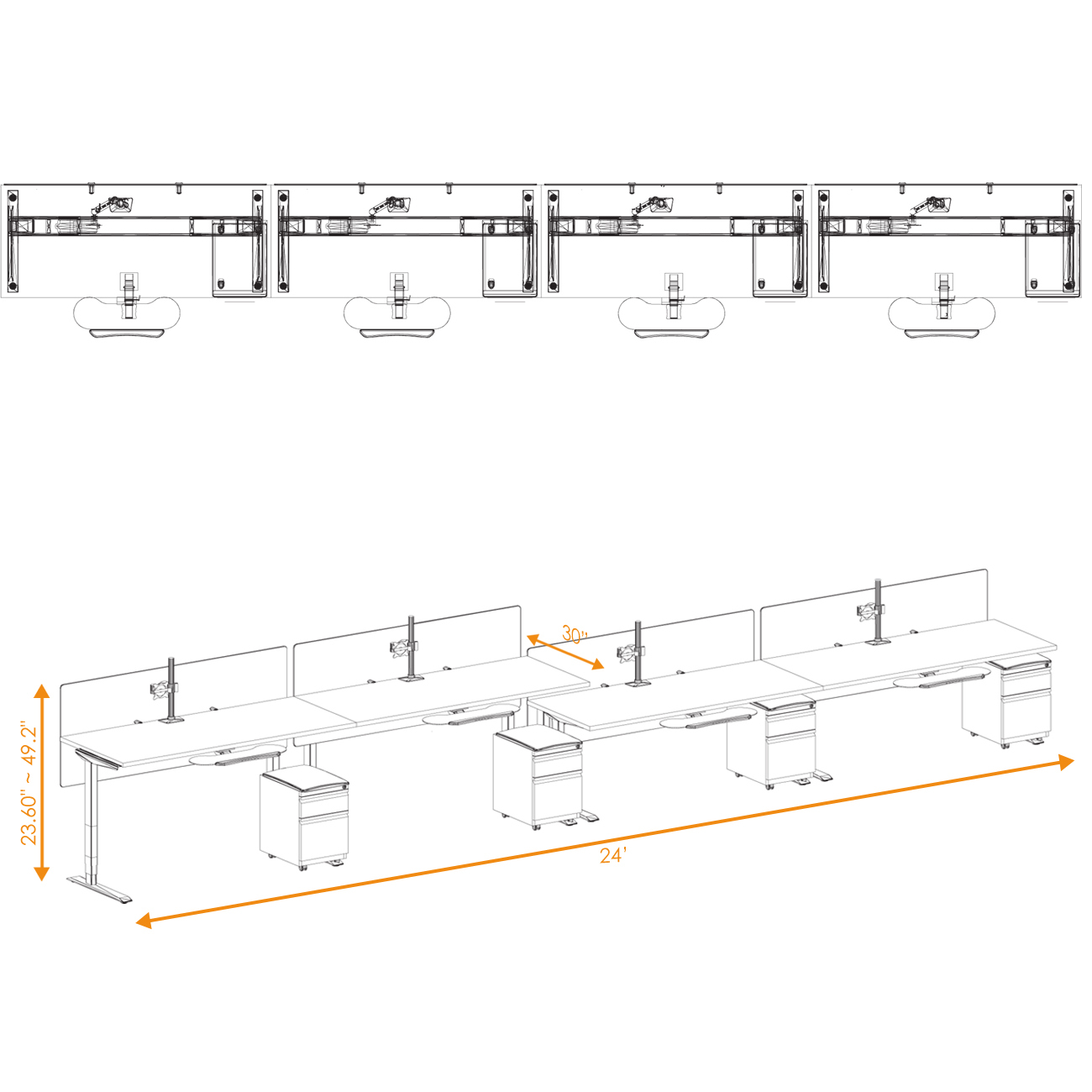 Standing computer workstation drawing 2