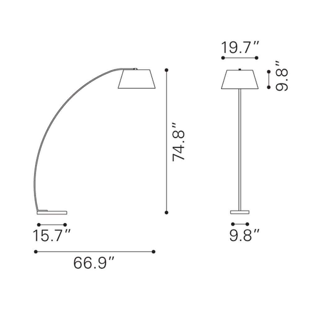 Standing floor lamps dimensions view