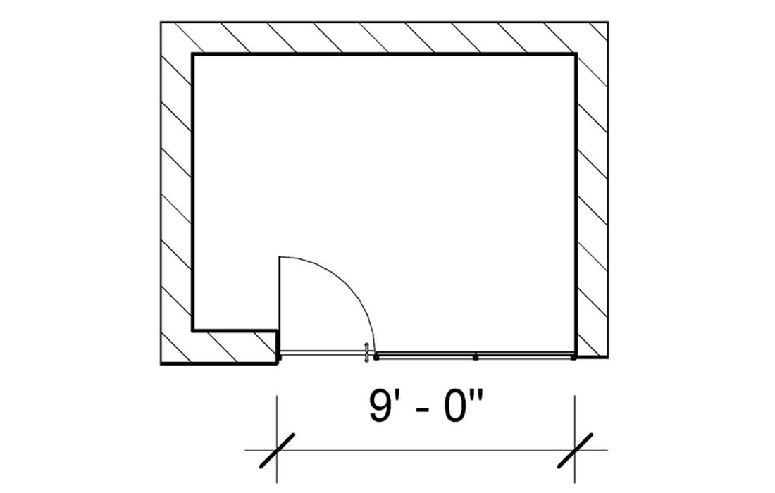 Glass Wall with Door drawing 1