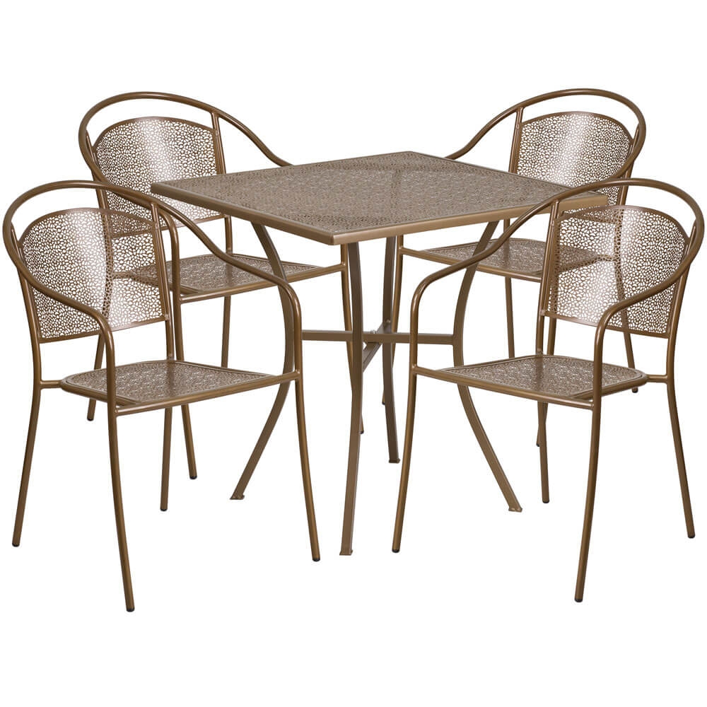 Bistro table set CUB CO 28SQ 03CHR4 GD GG FLA