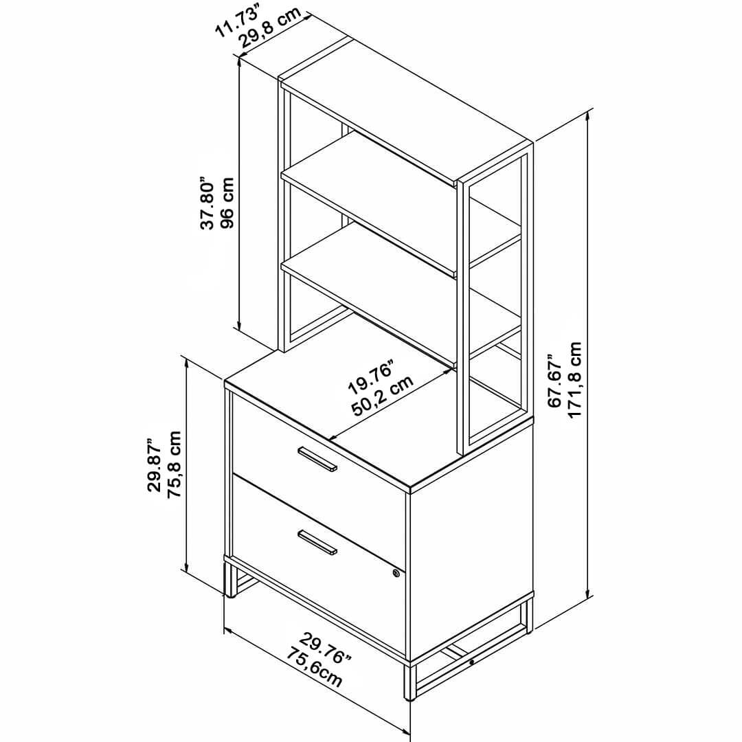 Gramor office desk bookcase dimensions