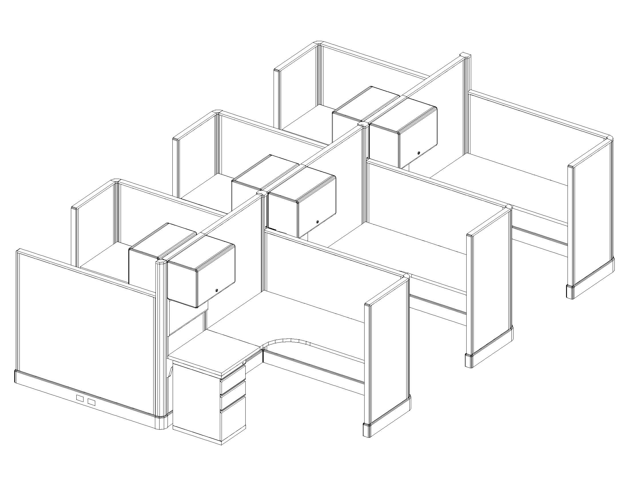 O2 series medium size cubicles 5x5x67 53 cluster