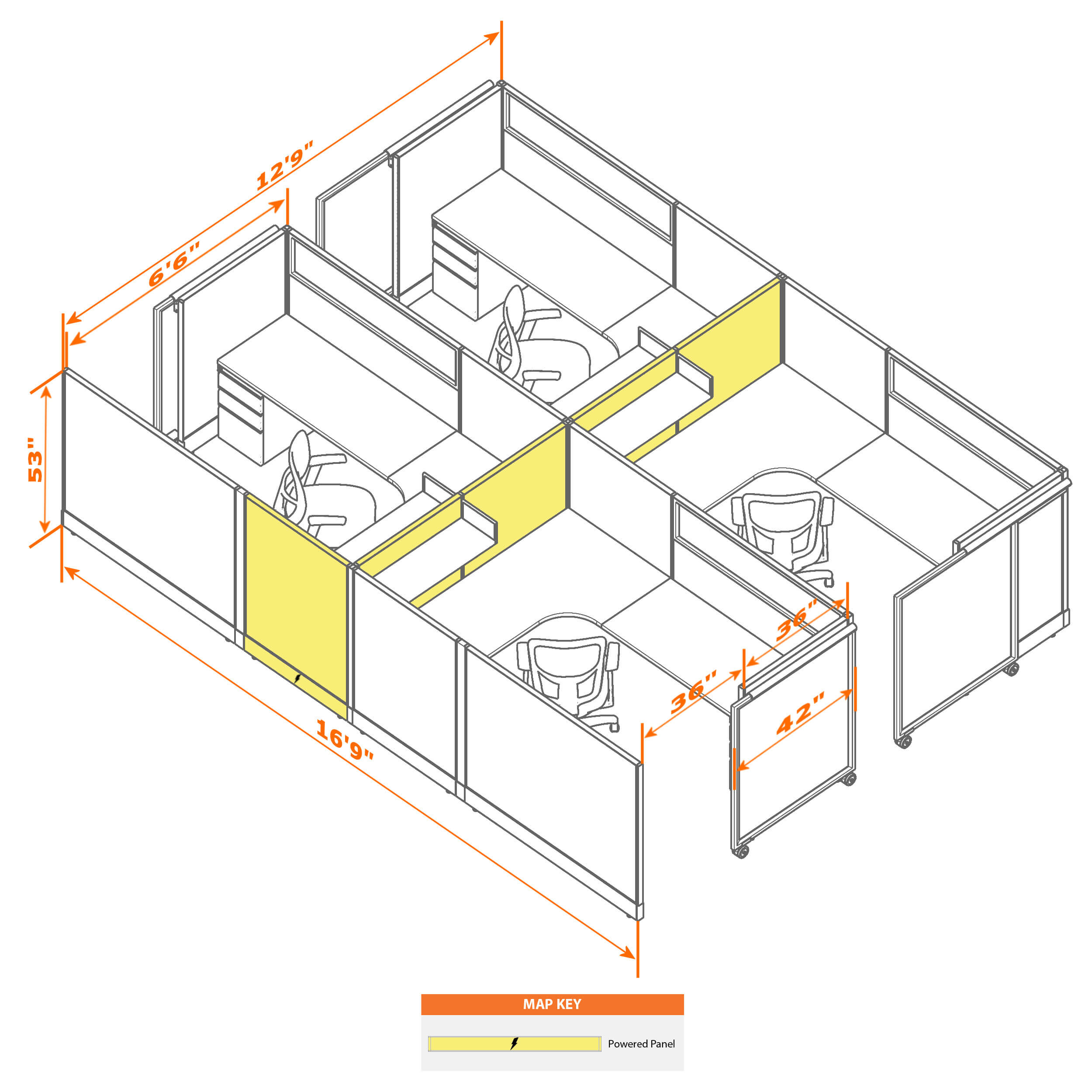 Cubicle with door 68 4c