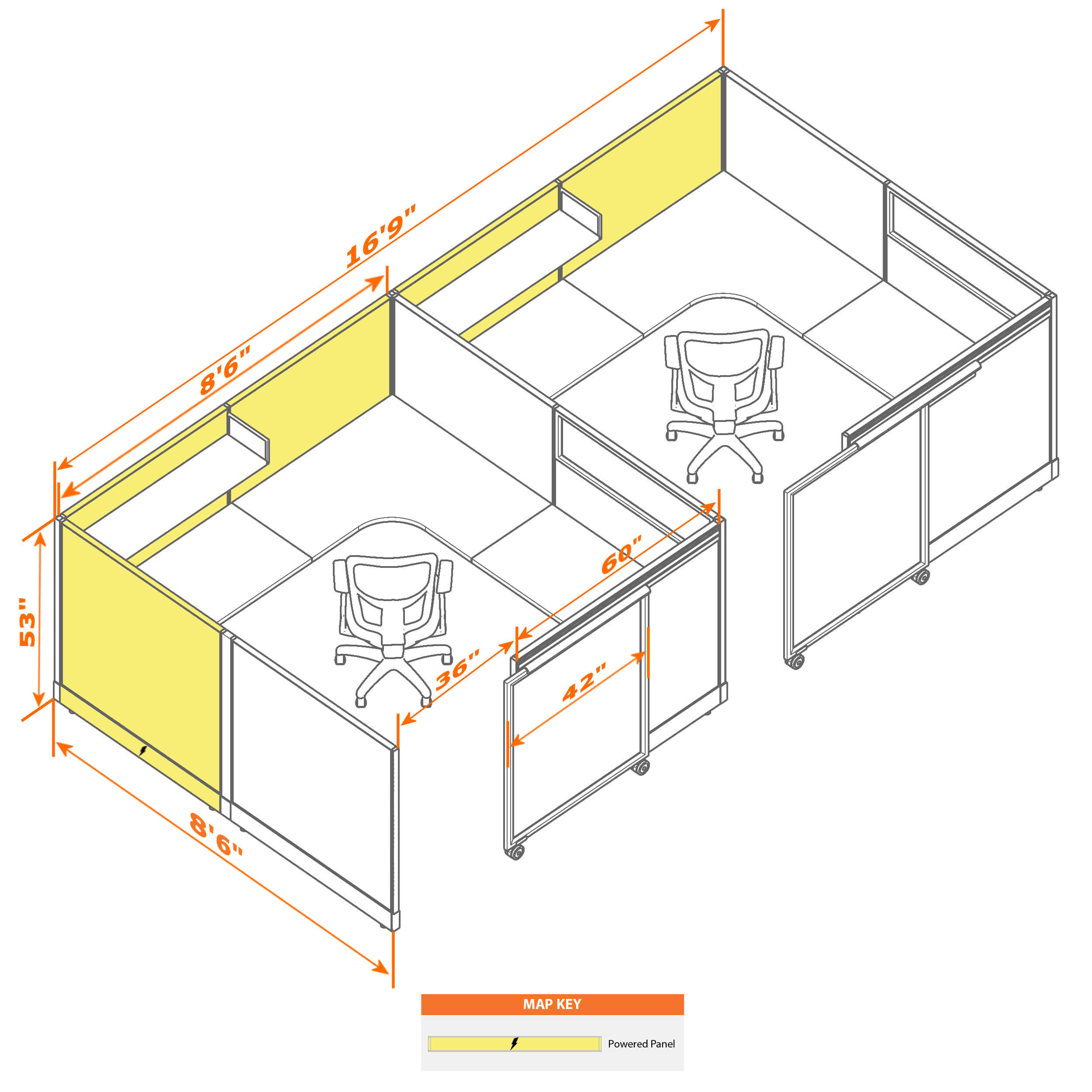 Cubicle with door 88 2i