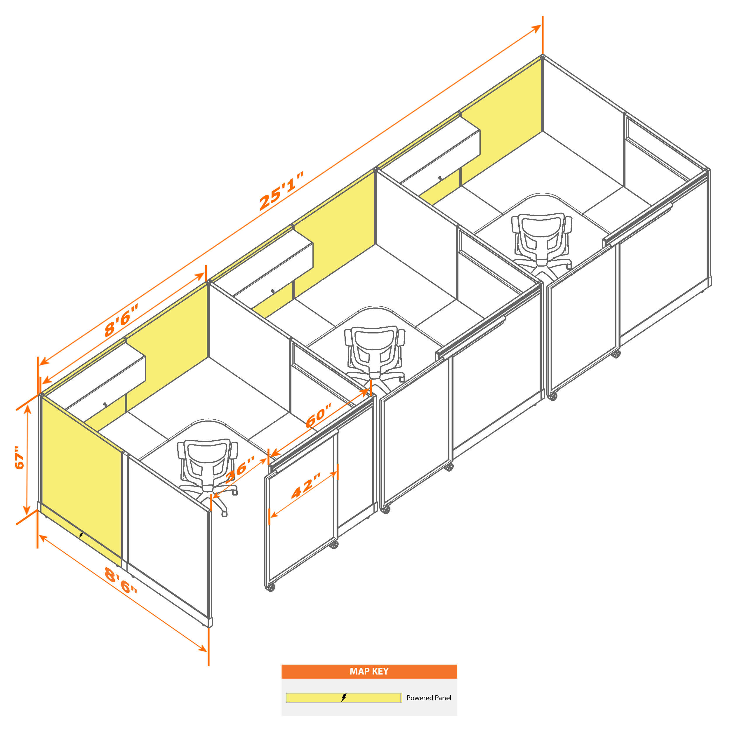 Cubicle with door 88 3i 1