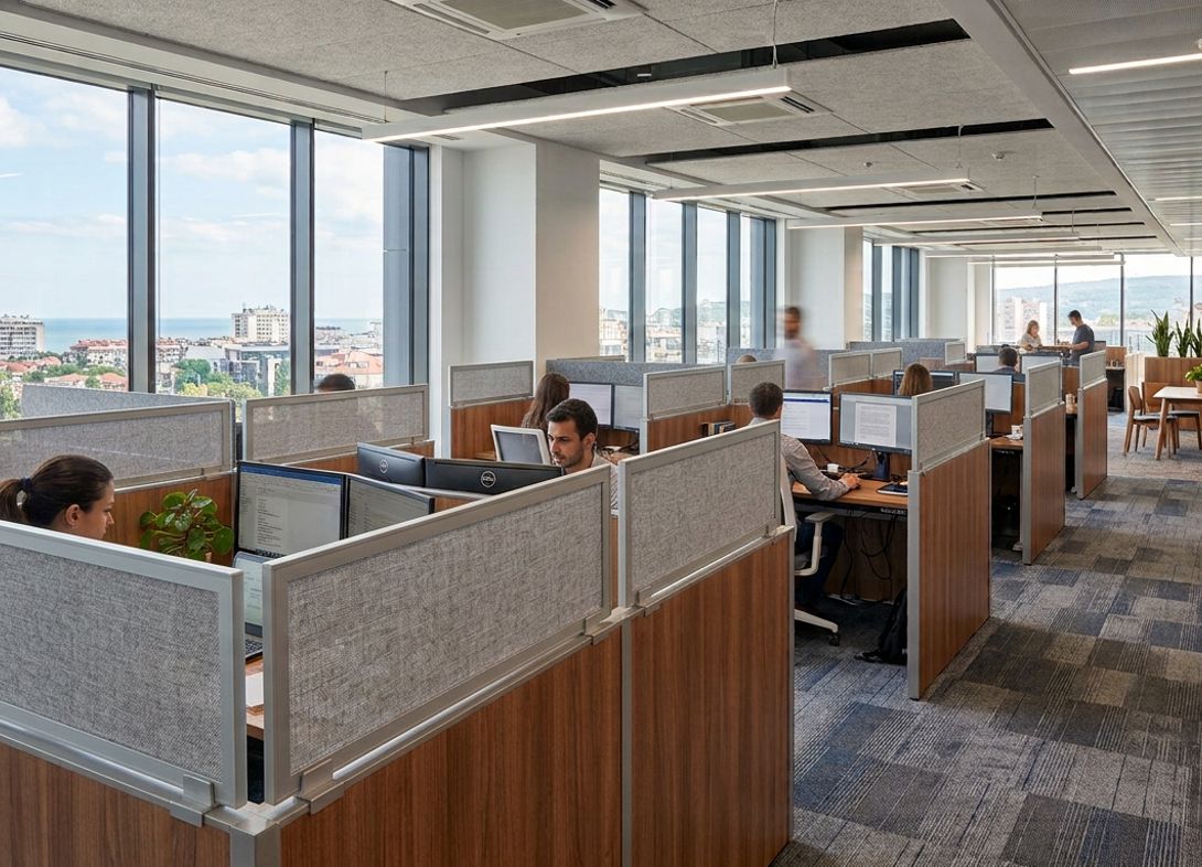 Framed acoustical fabric cubicle wall extender AA18H Framed acoustical fabric cubicle wall extender AA18H