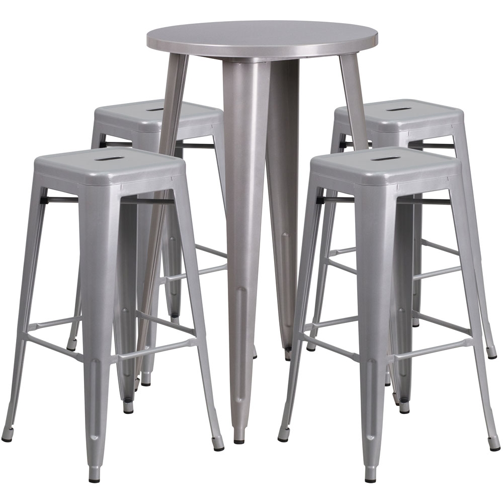 High top table set CUB CH 51080BH 4 30SQST SIL GG FLA