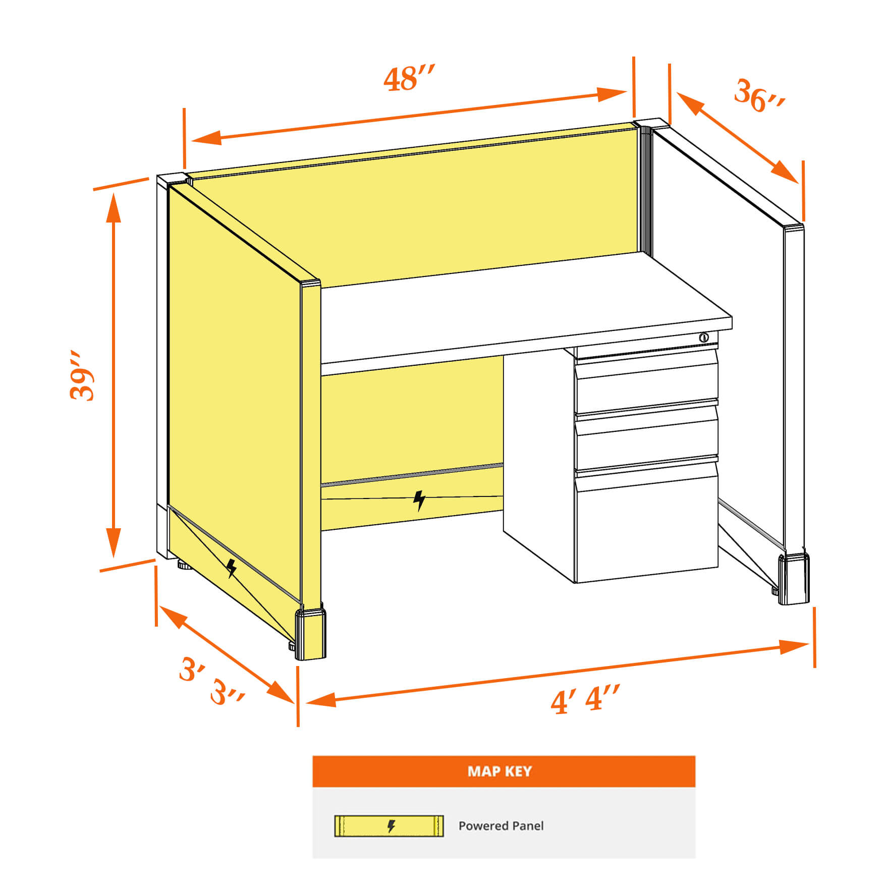 Hot desk CUB 1 39 P 34 WHT WH PSO