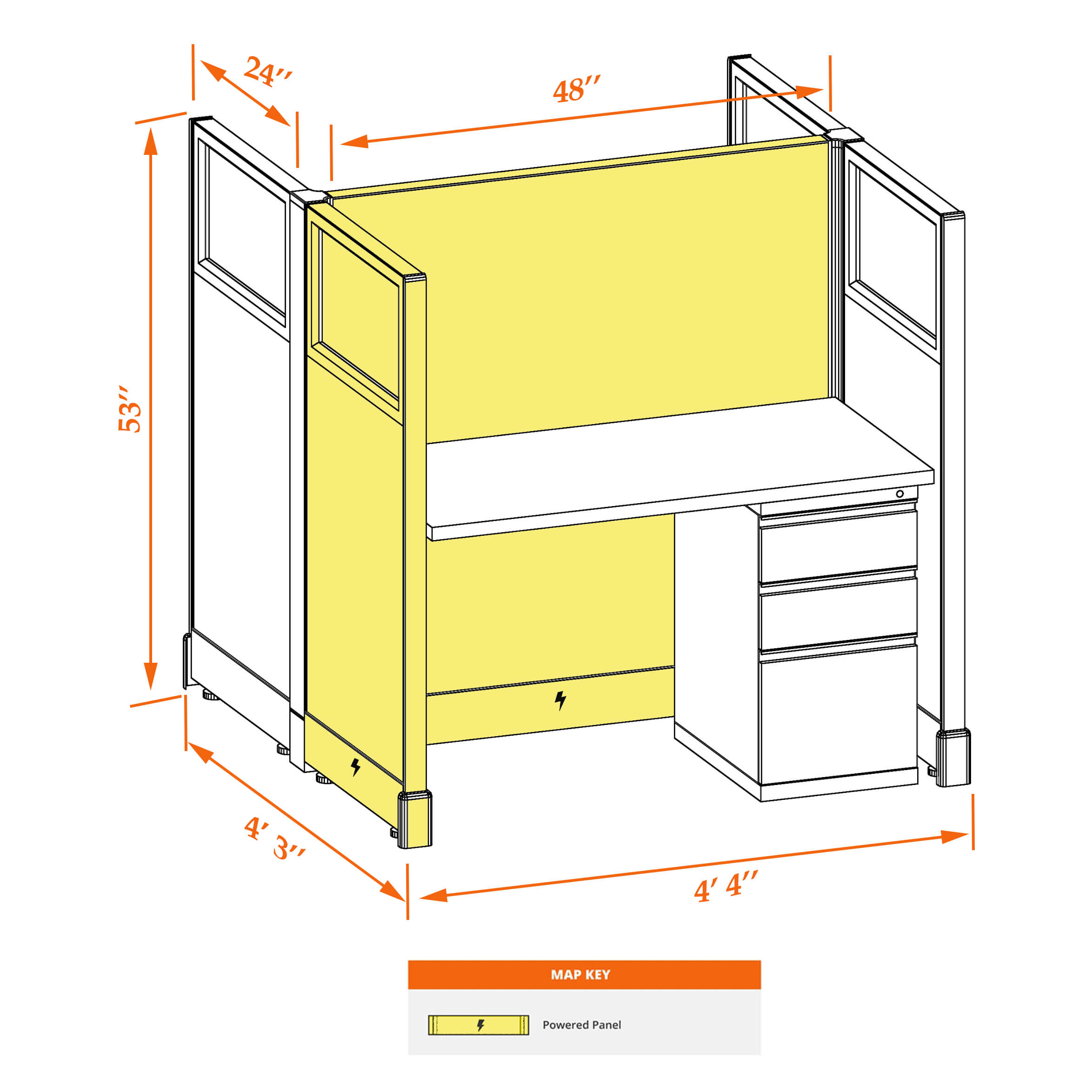 Hot desk CUB 2 53 P 24 G WHT WH PSO