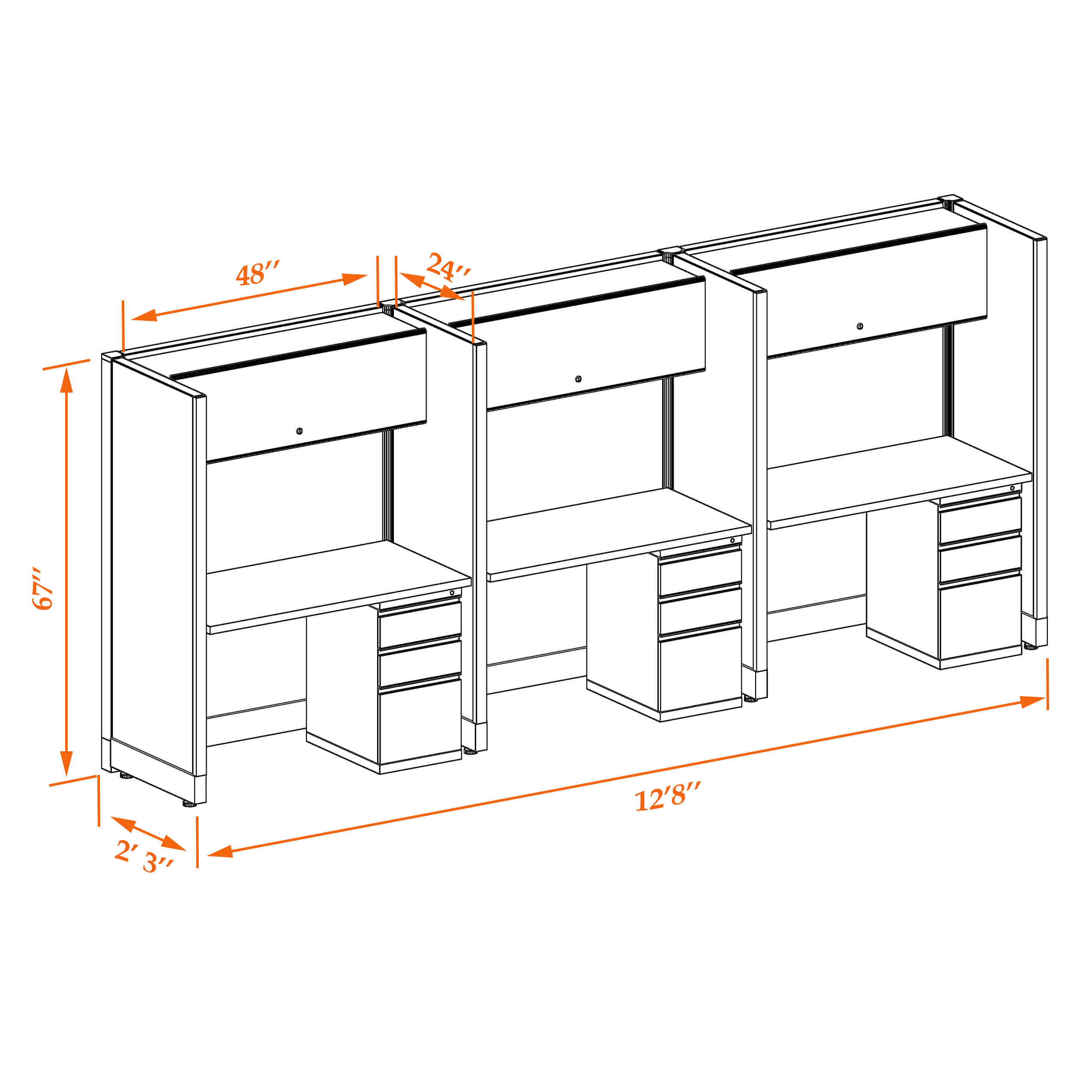 Hot desk CUB 3 67 24 WHT WH PSO