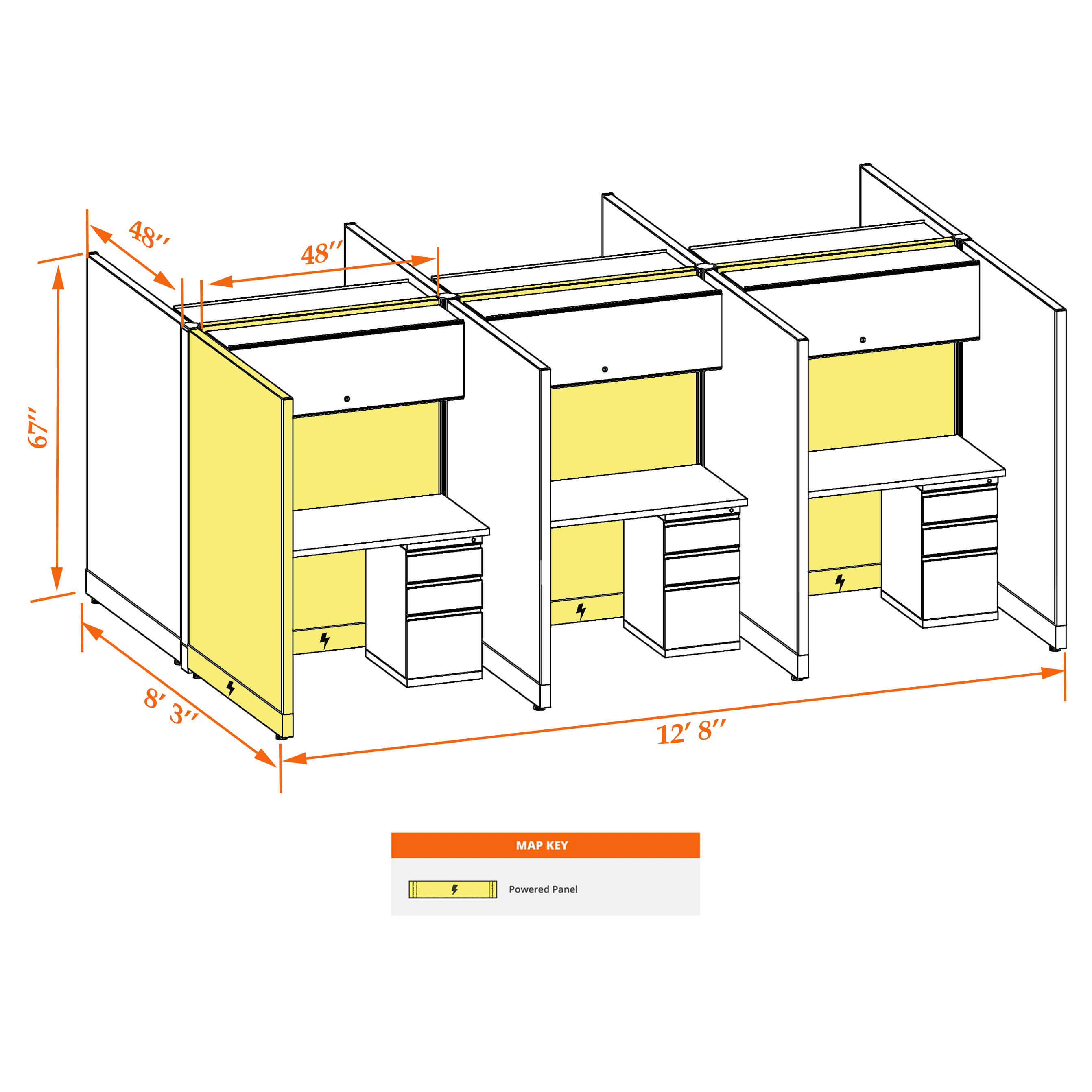 Hot desk CUB 6 67 P 44 WHT WH PSO