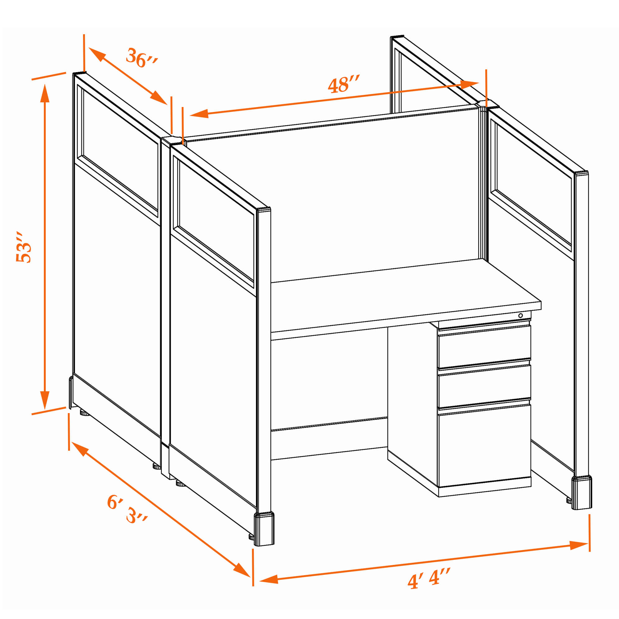 Hot desk CUB 2C 53 34 G WHT WH PSO