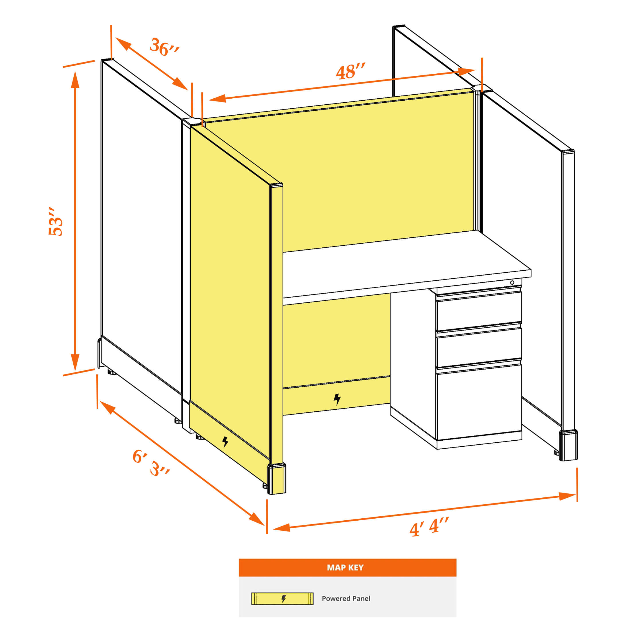 Hot desk CUB 2C 53 P 34 WHT WH PSO