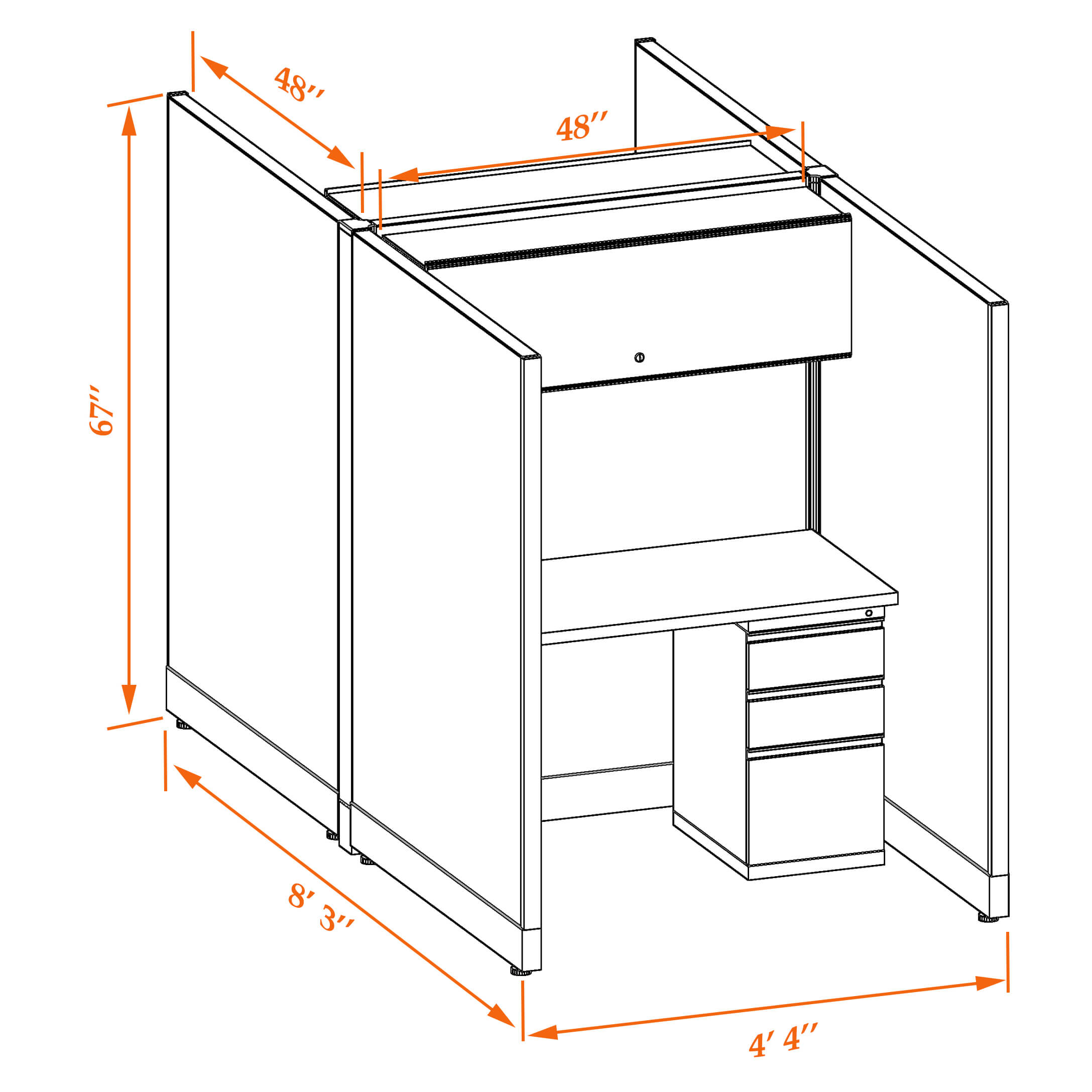 Hot desk CUB 2C 67 44 WHT WH PSO