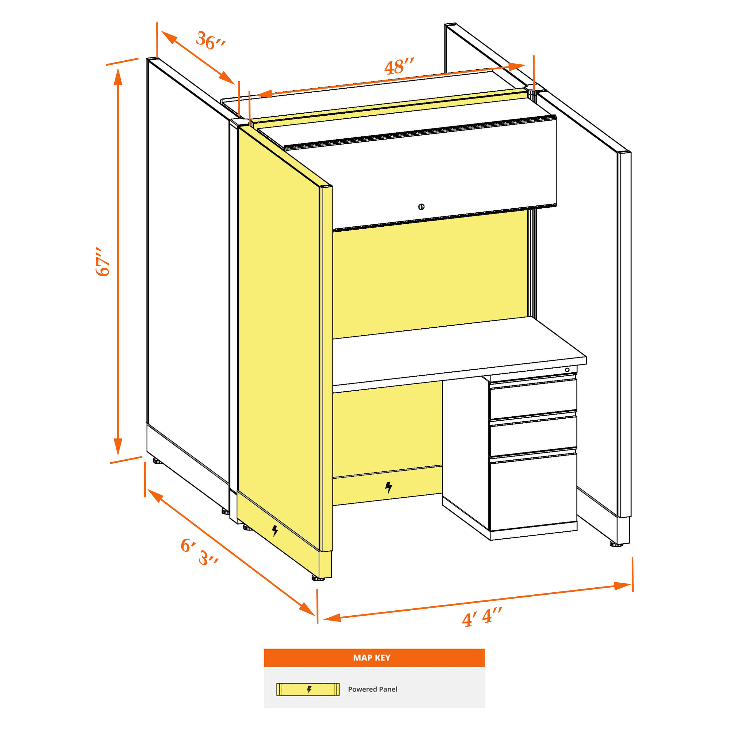 Hot desk CUB 2C 67 P 34 WHT WH PSO