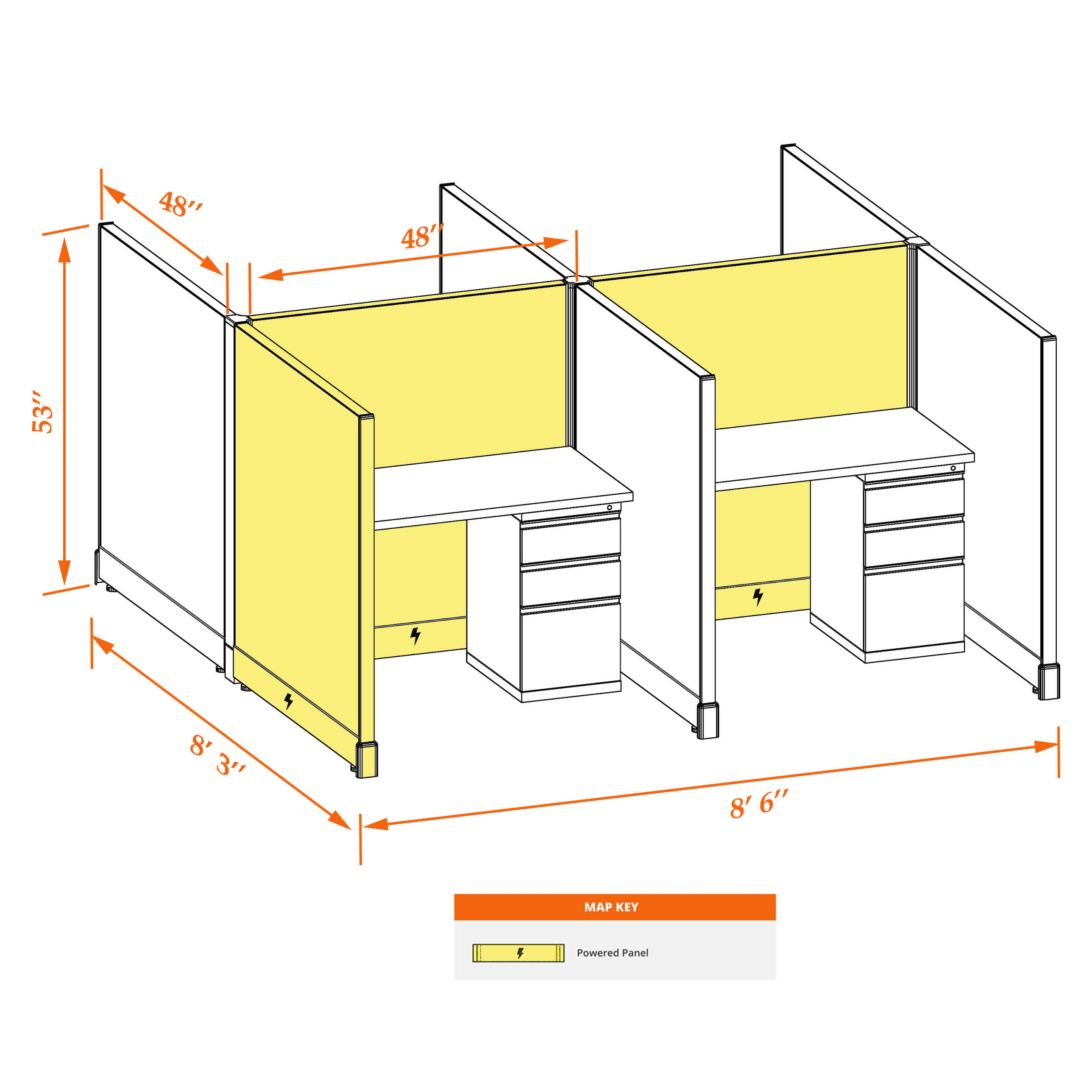 Hot desk CUB 4C 53 P 44 WHT WH PSO