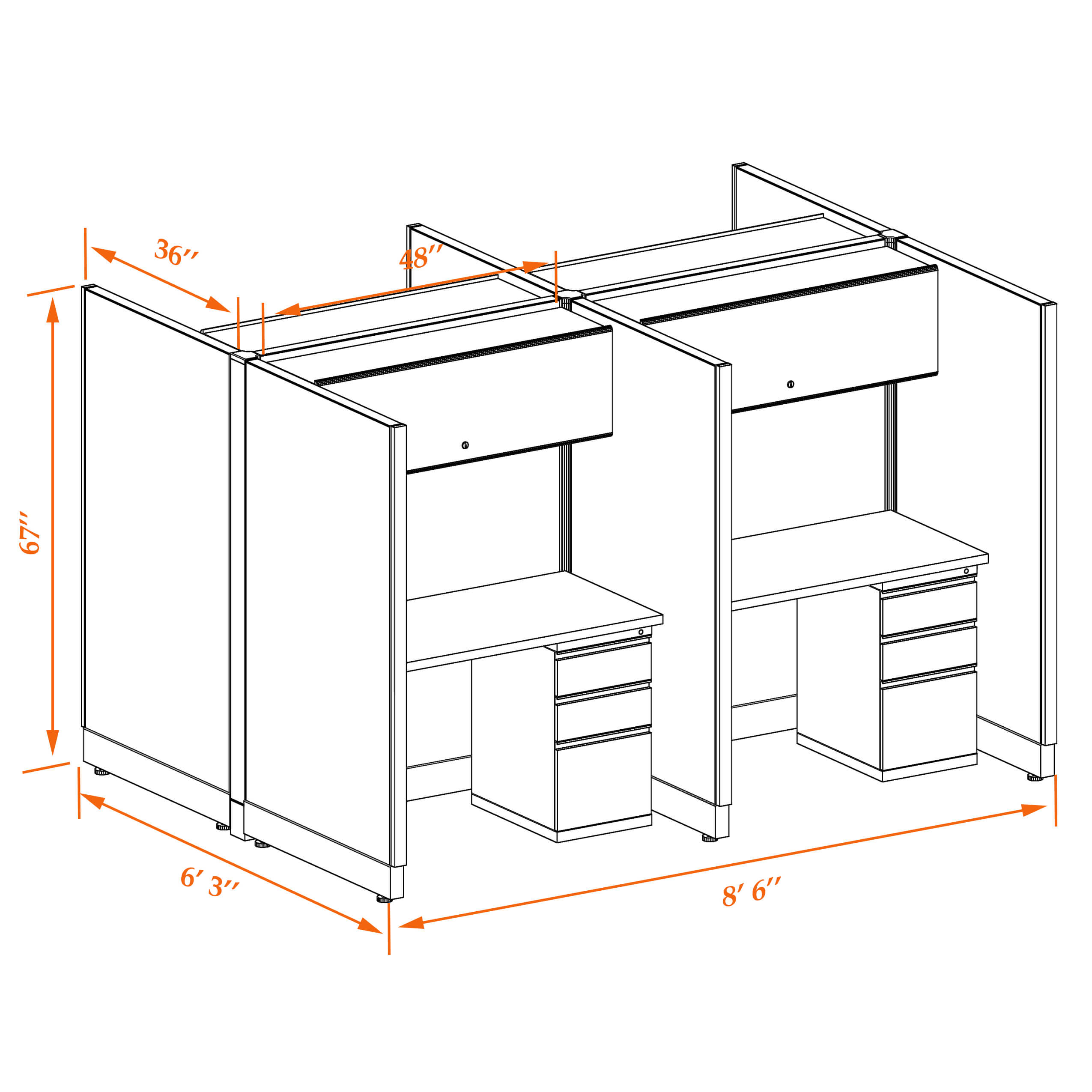 Hot desk CUB 4C 67 34 WHT WH PSO