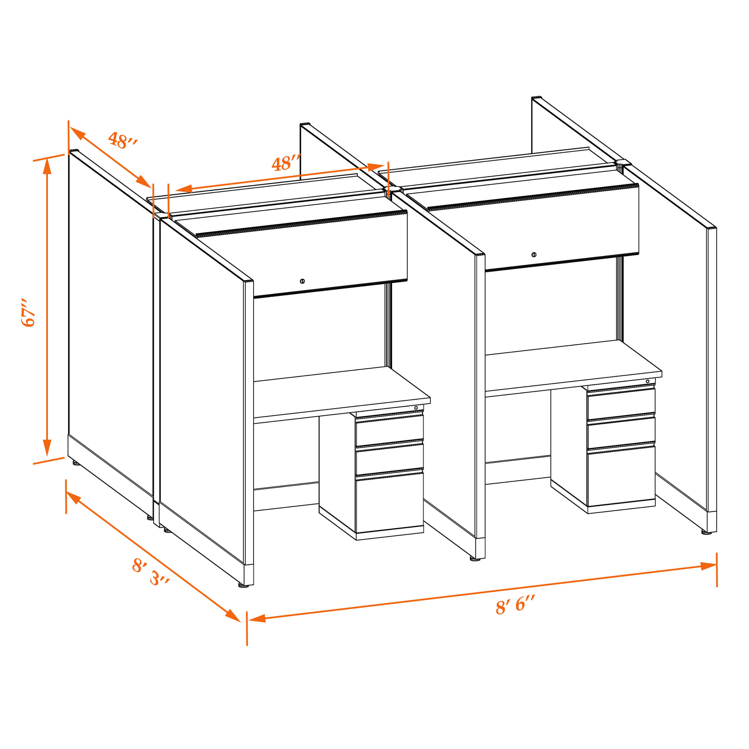 Hot desk CUB 4C 67 44 WHT WH PSO