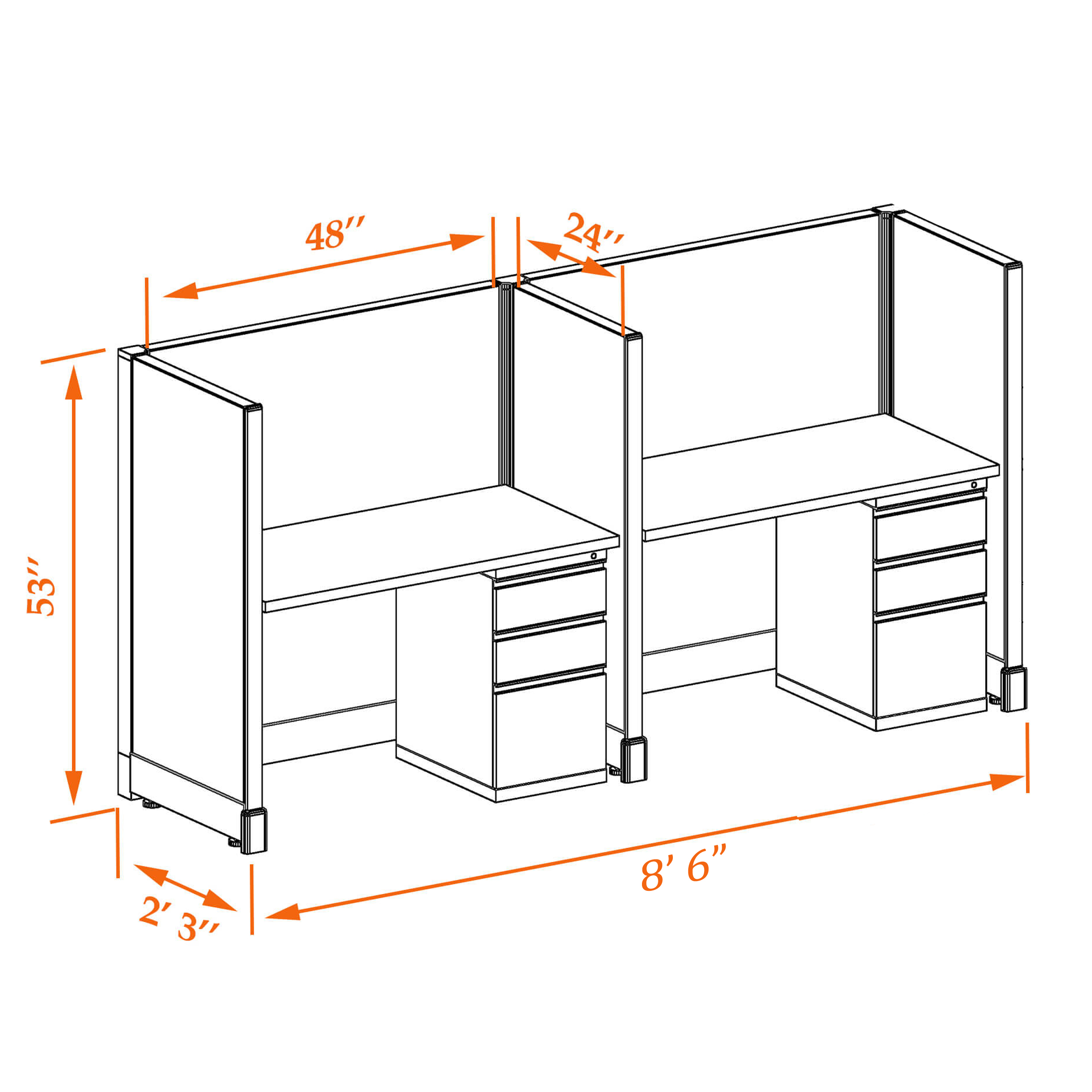 Office cubicle desk 53HU 24 2PI