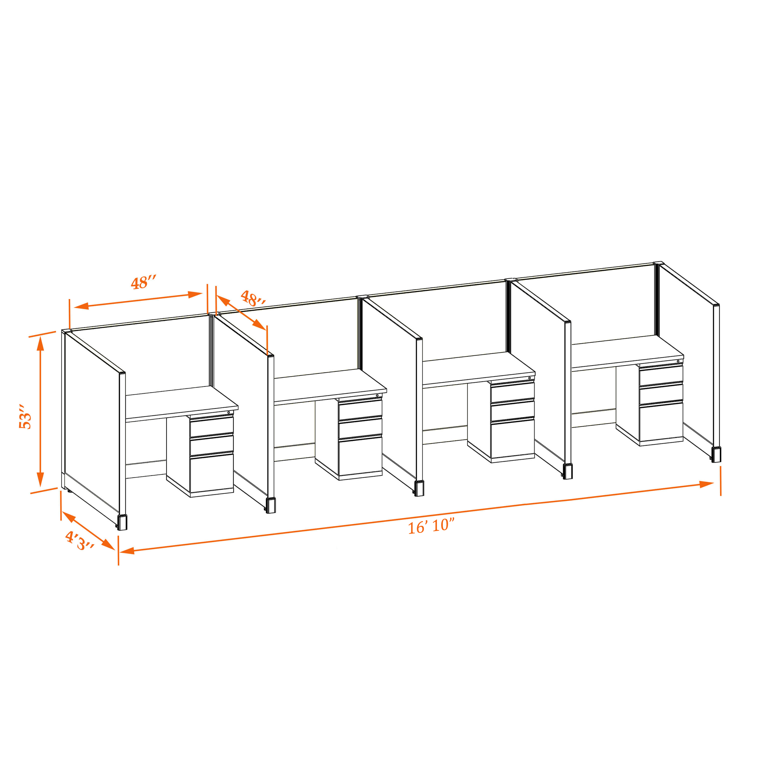 Office cubicle desk 53HU 44 4PI