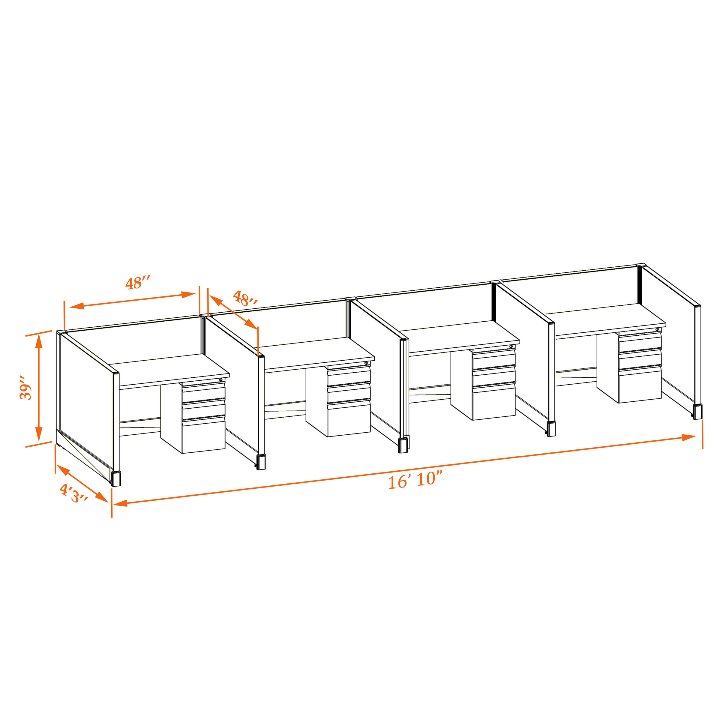 Small office cubicles 39HU 44 4PI