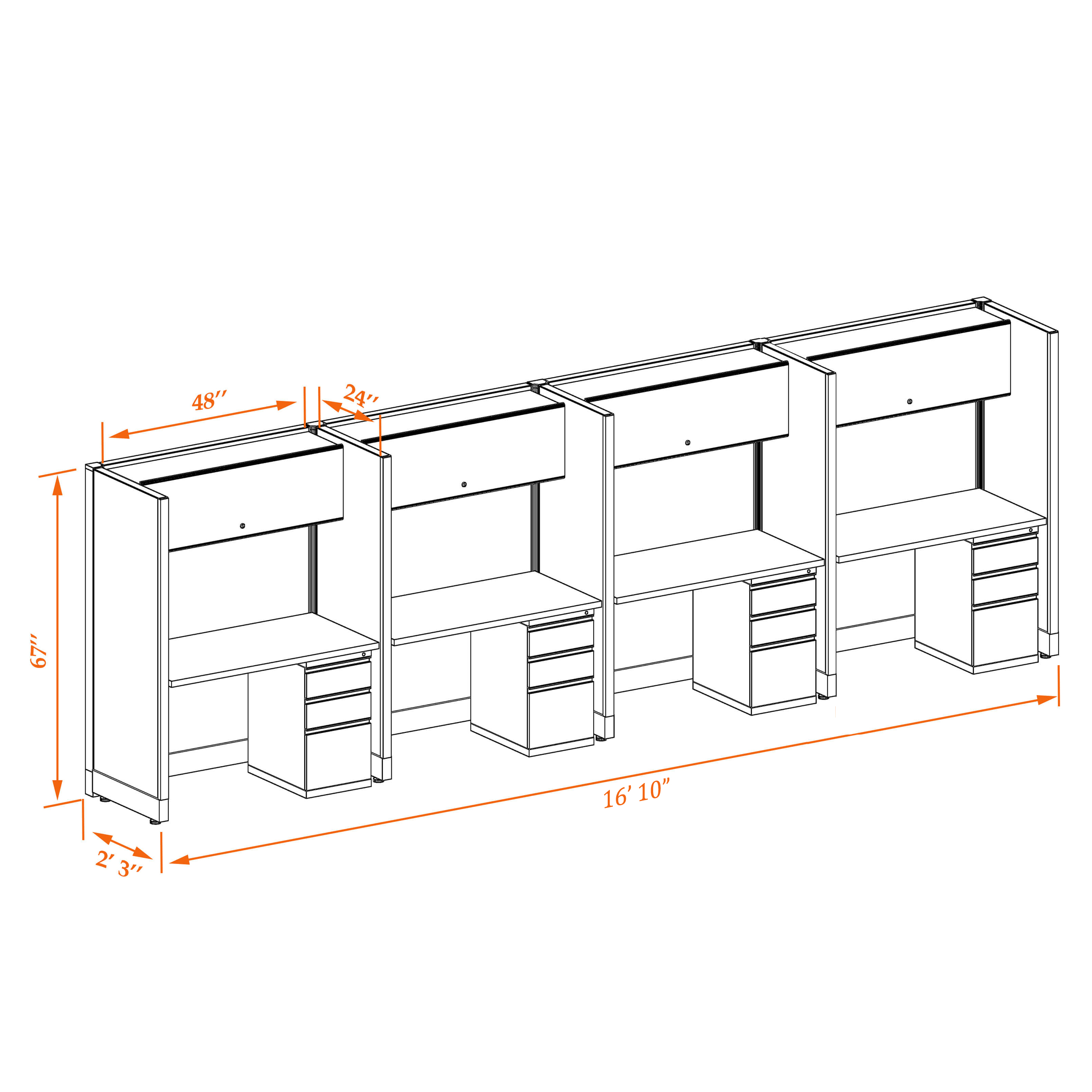 Tall cubicles 67HU 24 4PI 1