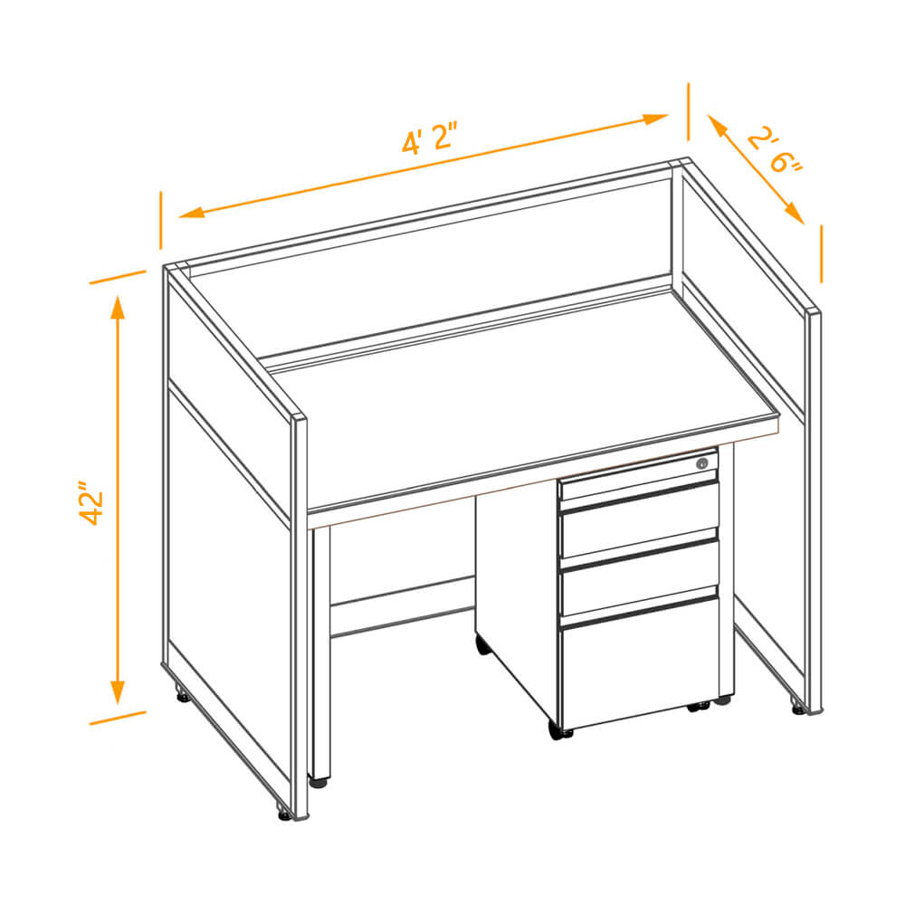 Industrial office design 2x4x42 dimensions