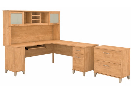 L shaped computer desk with traditional file cabinet 72 w highlight maple cross 1 L shaped computer desk with traditional file cabinet 72 w highlight maple cross 1