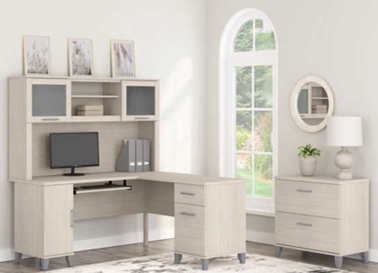 L shaped computer desk with traditional file cabinet 72 w space view sand oak 1 L shaped computer desk with traditional file cabinet 72 w space view sand oak 1