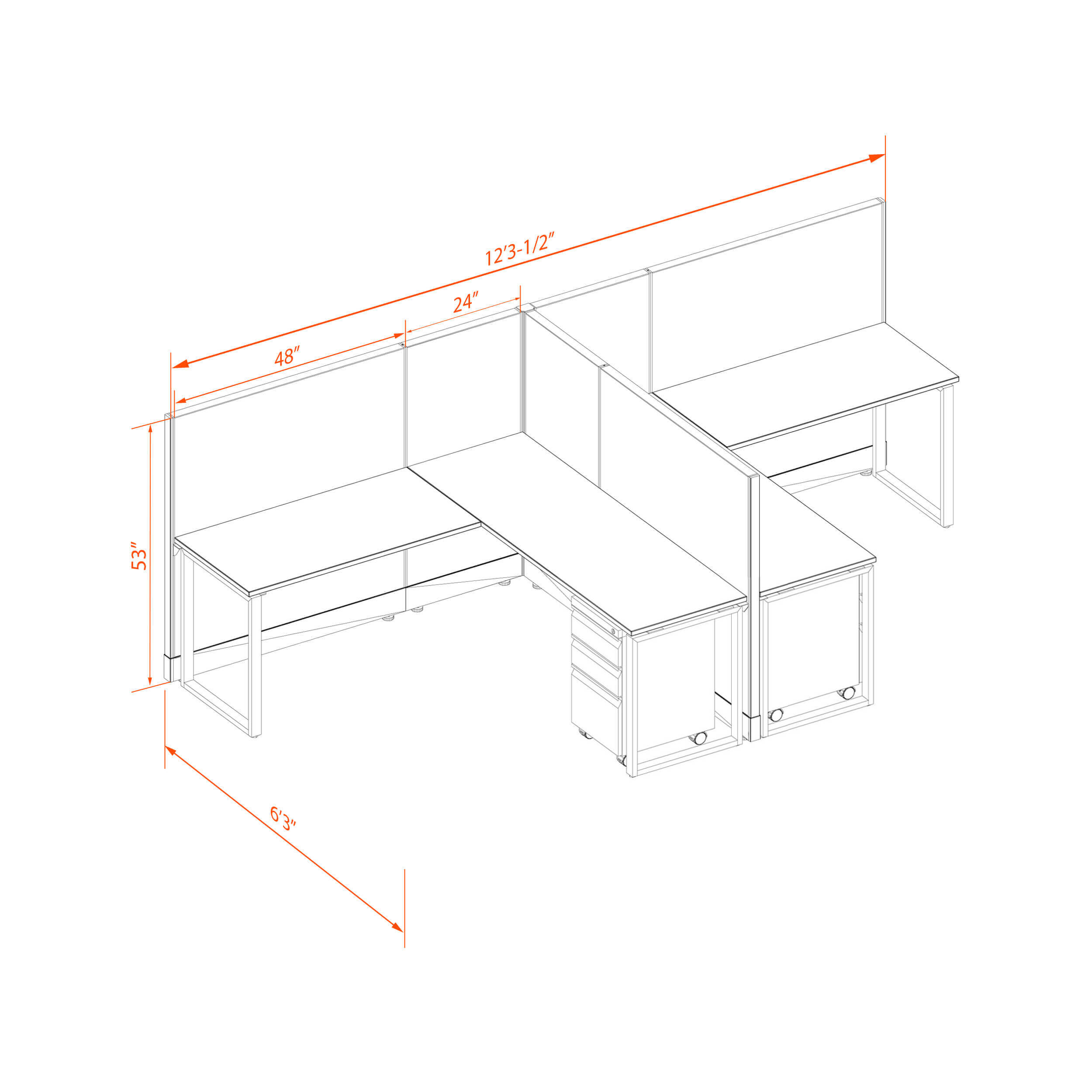 Office benching system 66 53 t