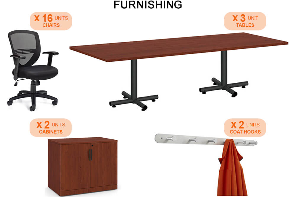 Conference trailer furnishing items