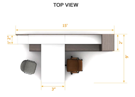 Private office suite top view dimensions