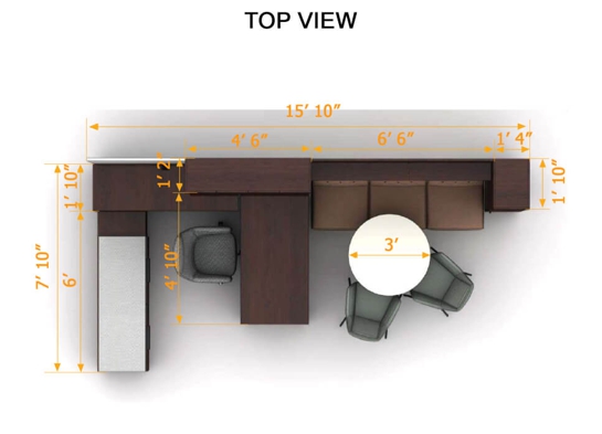 Private workspace furniture top view dimensions Private workspace furniture top view dimensions