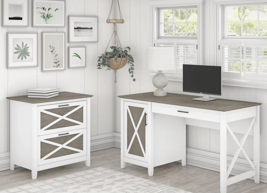 Rustic style desk with drawer lateral file cabinet space view shiplap gray pure white Rustic style desk with drawer lateral file cabinet space view shiplap gray pure white