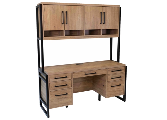 Straight office desk straight desk with hutch modern credenza and hutch natural angle view 1 Straight office desk straight desk with hutch modern credenza and hutch natural angle view 1