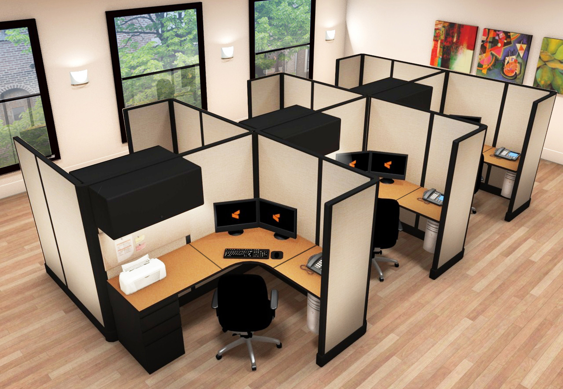 5x6 Professional Office Furniture - 6 Pack Cluster