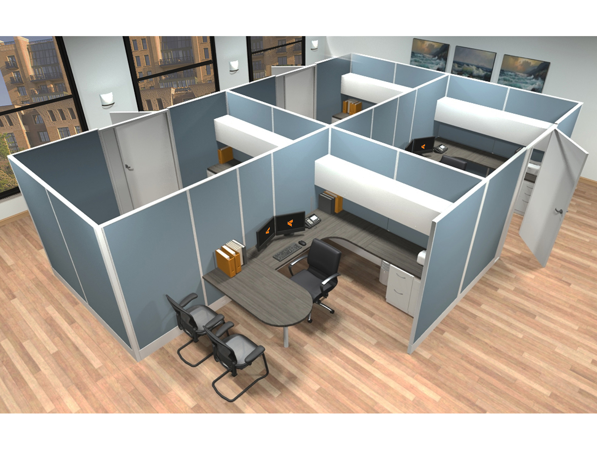 8x12 modular workstations from AIS - 6 Pack Cluster